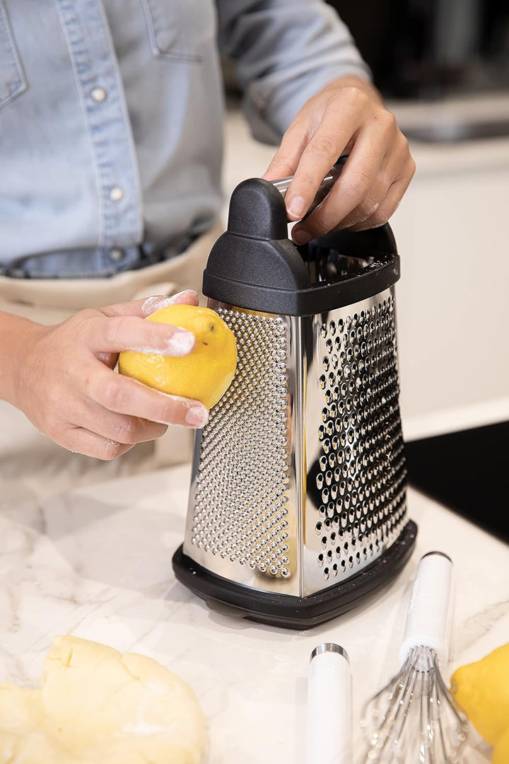 KitchenAid Vierkantreibe, 4-seitige Käsereibe aus Edelstahl mit Hobel, Reibe und Zesteur Single, Sin