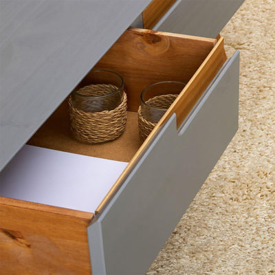 IDIMEX Couchtisch Tibor, Beistelltisch Wohnzimmertisch Sofatisch Stubentisch, Kiefer massiv, 2 Schub