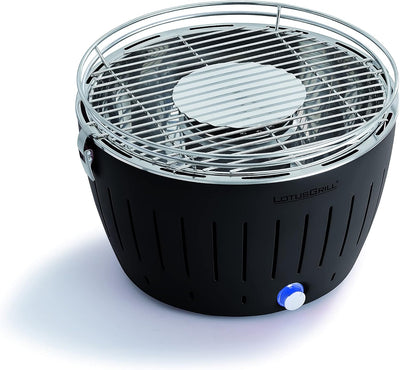 LotusGrill Starter-Set Classic 1x Grill Anthrazitgrau mit USB-Anschluss, 1x Buchenholzkohle 2,5 kg,