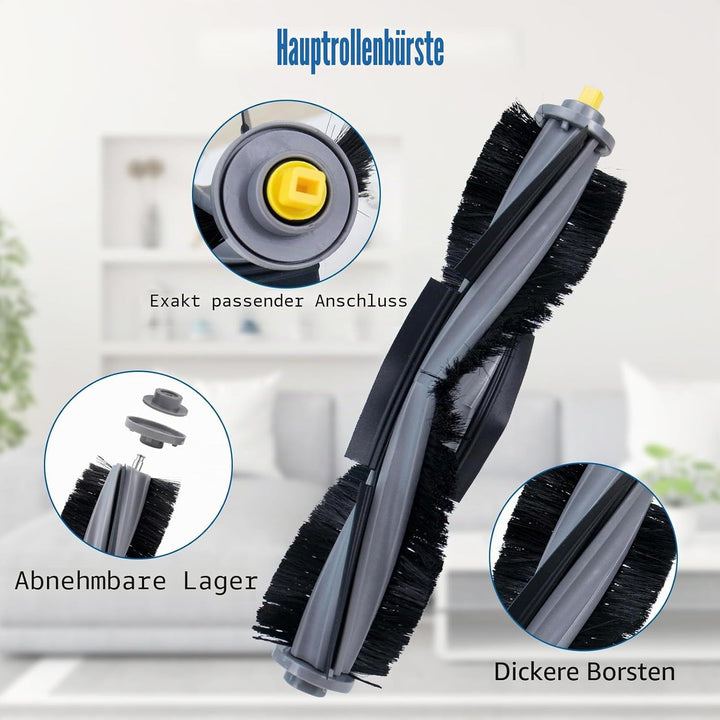 Ersatz-Zubehör-Set für Ecovacs Deebot X1 Turbo/Omni-Roboter-Staubsaugerteile, 1 Hauptbürste, 6 Seite