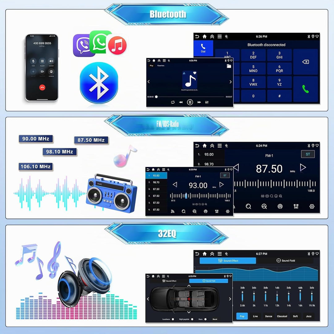 Android 15, 4G+128G CAMECHO Autoradio für Hyundai I30 2006-2011 mit Wireless Carplay Android Auto, 9