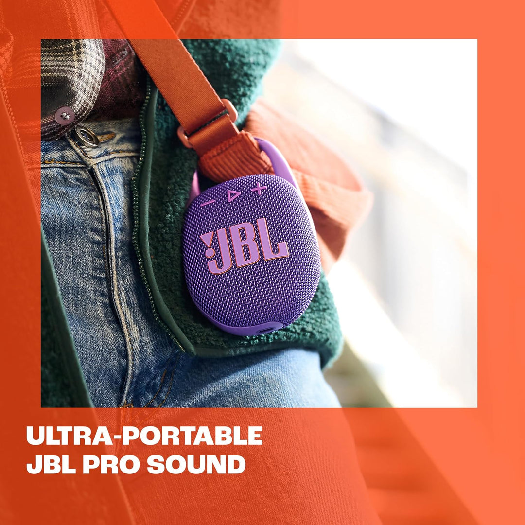 JBL Clip 5 in Lila – Tragbare Bluetooth-Lautsprecher-Box mit JBL Pro Sound, tiefem Bass und Playtime