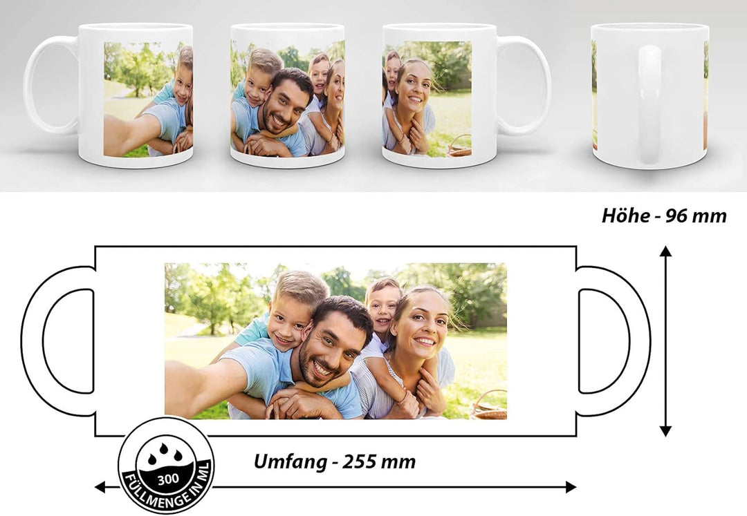 Keramik, Tasse selbst individuell gestalten/Personalisierbar mit eigenem Foto bedrucken/Fototasse/Mo