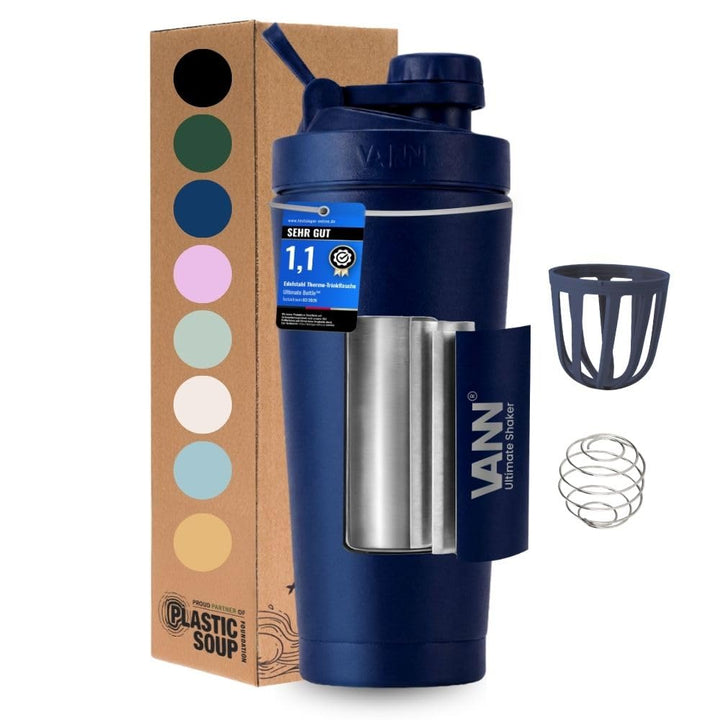 VANN Shaker Proteinshake 750ML - Thermo Shaker Edelstahl [12h kalt], Ideal als Schüttelbecher [Gym,