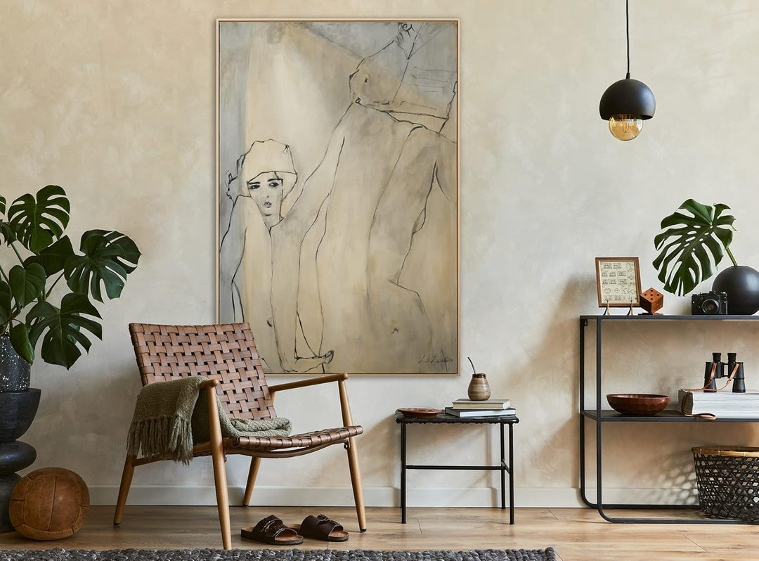 YS-Art XXL Abstrakt Acryl Gemälde auf Leinwand mit Rahmen Amsterdam handgemalte Wandbilder Wohnzimme