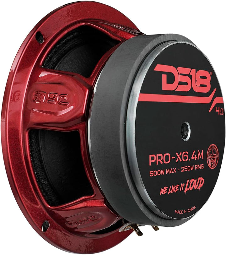 DS18 Car Midrange Speaker 6" Inch 450w Watt 4Ohm Bass Loudspeaker PRO-X6.4M Classic 4 Ohm 16,5 cm, C