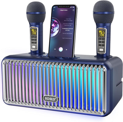 Karaoke-Maschine für Erwachsene und Kinder, tragbare Bluetooth-Lautsprecher mit 2 UHF Wireless Mikro