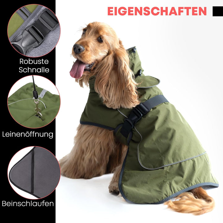 DOGOPAL Hundemantel Wasserdicht | Wintermantel &amp; Hunderegenmantel mit Fleecefutter, Reflektierend un