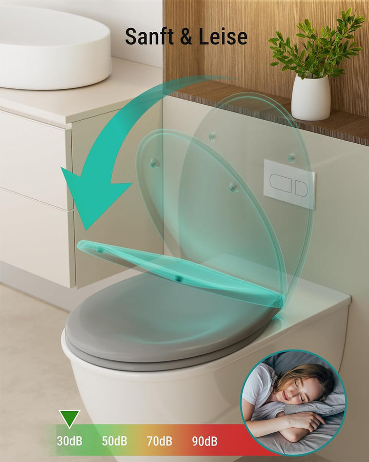 HySail Hochwertiger Toilettendeckel mit Absenkautomatik, Schnellverschluss und Hygienischer Oberfläc