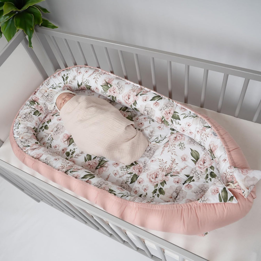 PaLulli 120x60 cm Babynest Babynestchen XXL Babykokon 2seitig 100% Baumwolle Kissen Nestchen für Bab