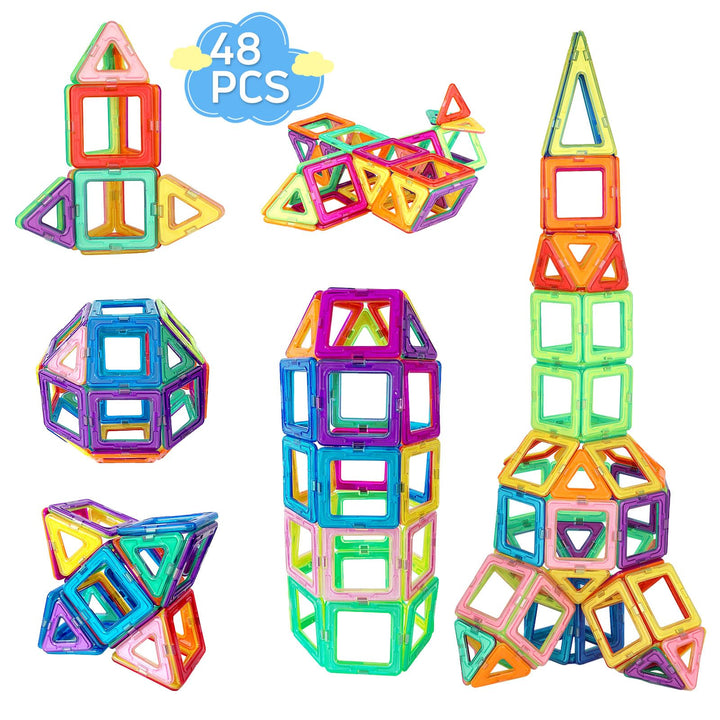 mysoler Magnetische Bausteine 48 Teile Magnet Spielzeug Kinder DIY Magnetspielzeug Magnet Spielzeug