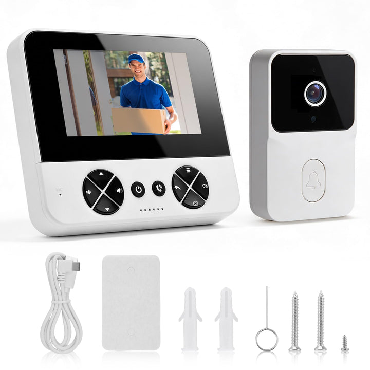 Drahtlose Video Türklingel mit Kamera Outdoor - IP65 Wasserdicht 1080P HD - 4,3 Zoll IPS Bildschirm