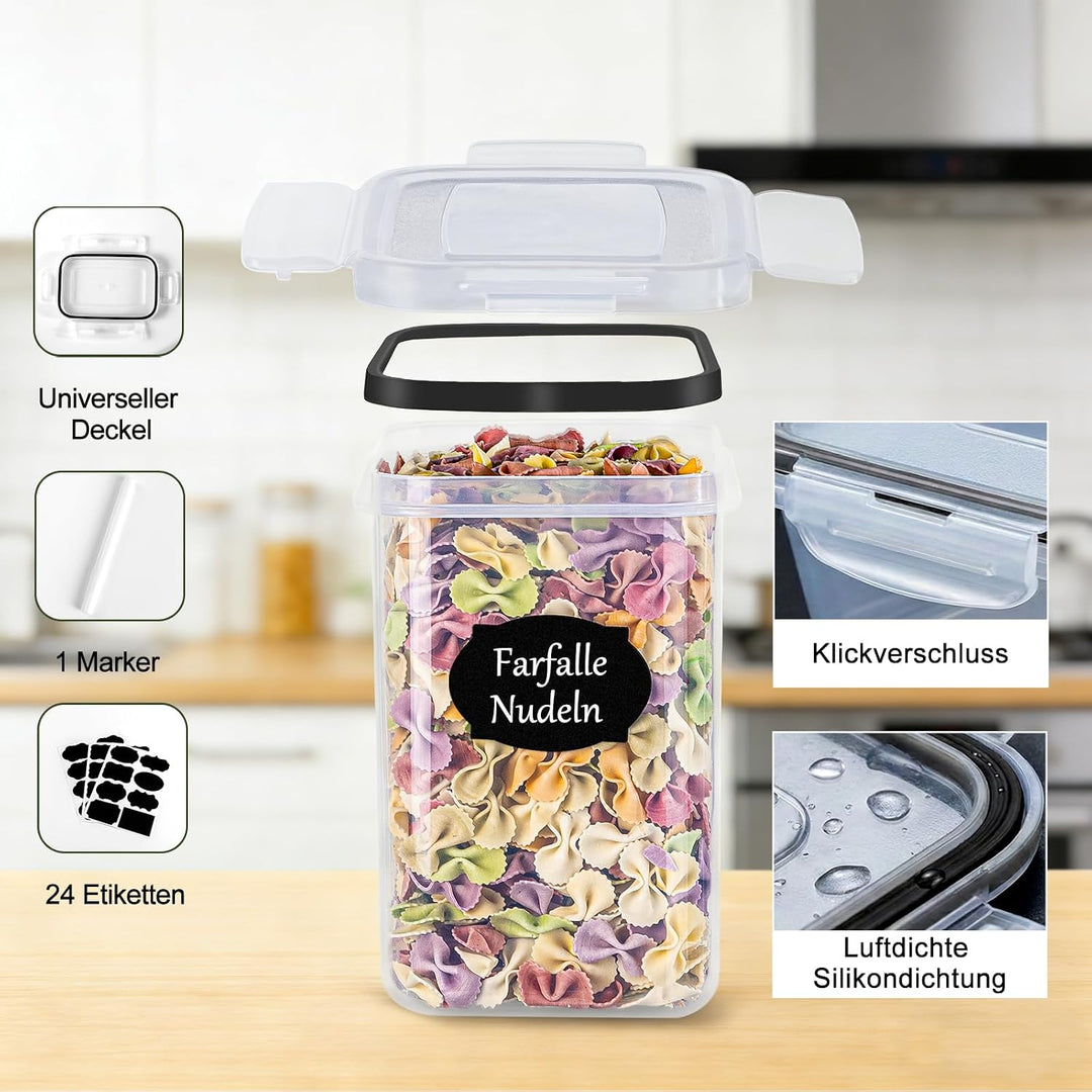 Haushaltszauber® Vorratsdosen Set XL – 24-teilig (0,8/1,4/2,0/2,8 L) | Luftdichte Vorratsdosen, Vorr