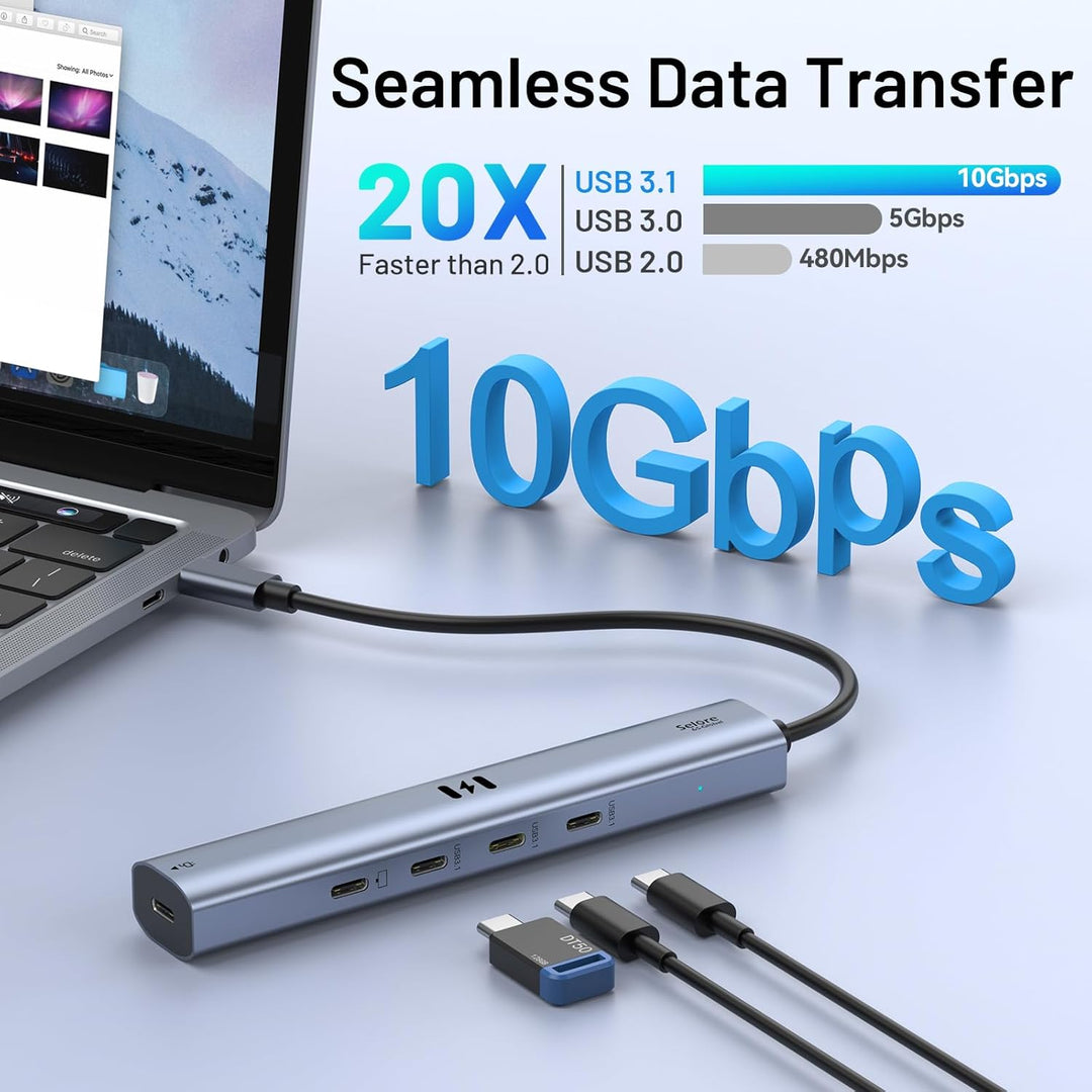 USB C Video Hub Typ C 10Gbps 5 in 1 Hub USB C Monitor Adapter mit USBC Display 4K@60Hz & 10Gbps Data