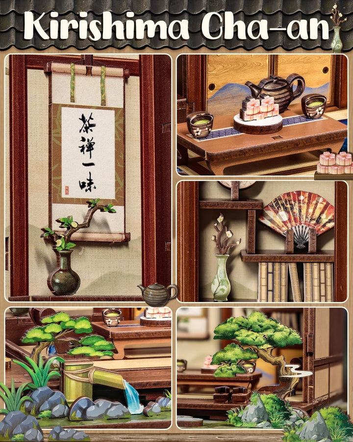 Book Nook Kit - Miniatur Puppenhaus mit LED: 3D Holz-Puzzle Buchstütze, Retro-Deko für Bücherregal,