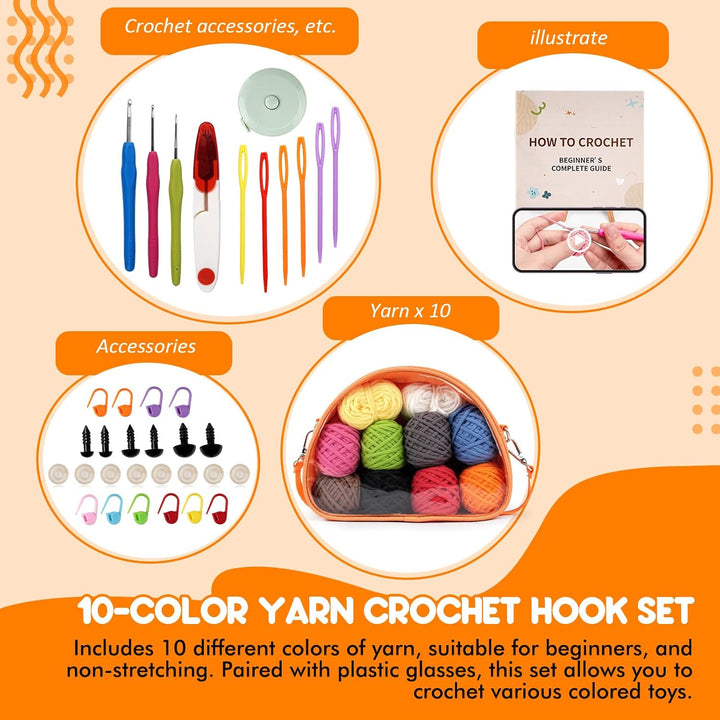 LetCart 36 Stück Häkelnadel Set, Häkelset für Anfänger, 3 Stück Häkeln, Tragbar Häkelnadel Set mit 1