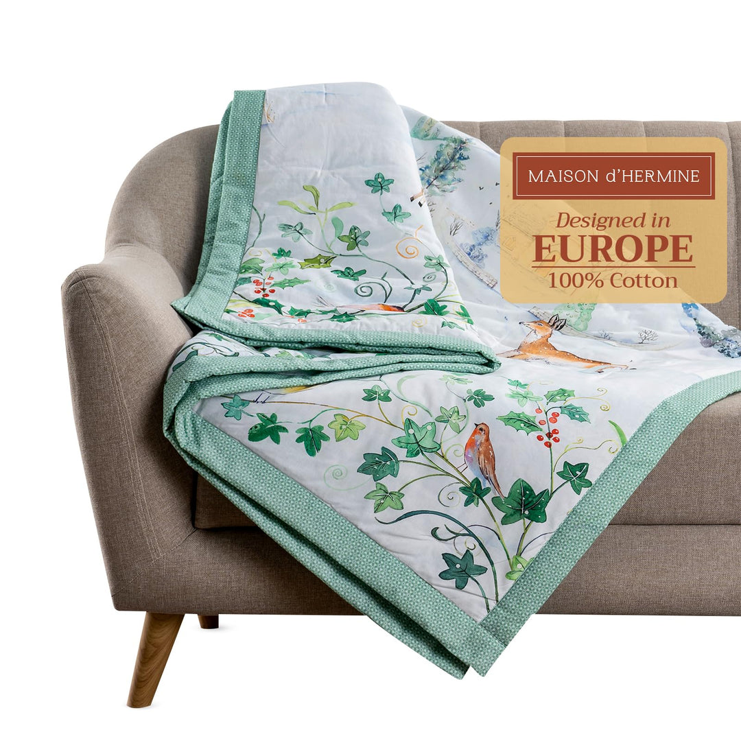 Maison d' Hermine Überwurfdecke für Couch, leicht, weich, warm, atmungsaktiv, Baumwolle, Überwurfdec