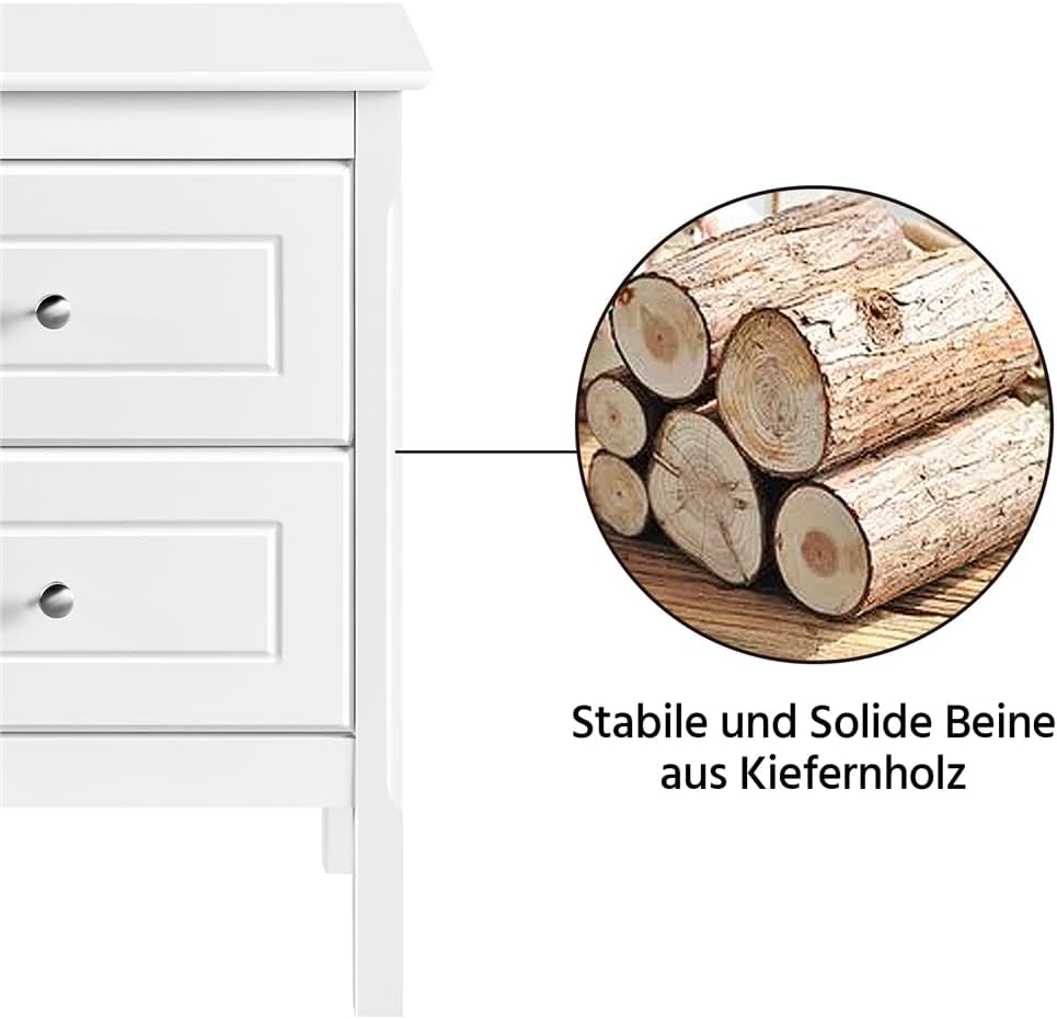 Yaheetech Nachttisch 2er Set Nachtschrank mit 2 Schubladen Nachtkästchen Viel Stauraum Nachtkommode