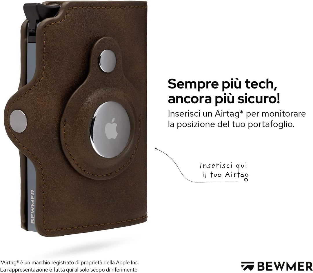 BEWMER Kartenetui 1 für Herren und Damen, kleine Brieftasche mit RFID-Schutz und Clip aus Kohlefaser