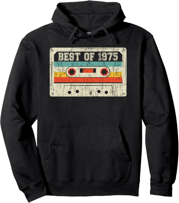 46th Birthday Gifts Retro Best Of 1975 Cassette Tape Vintage Pullover Hoodie