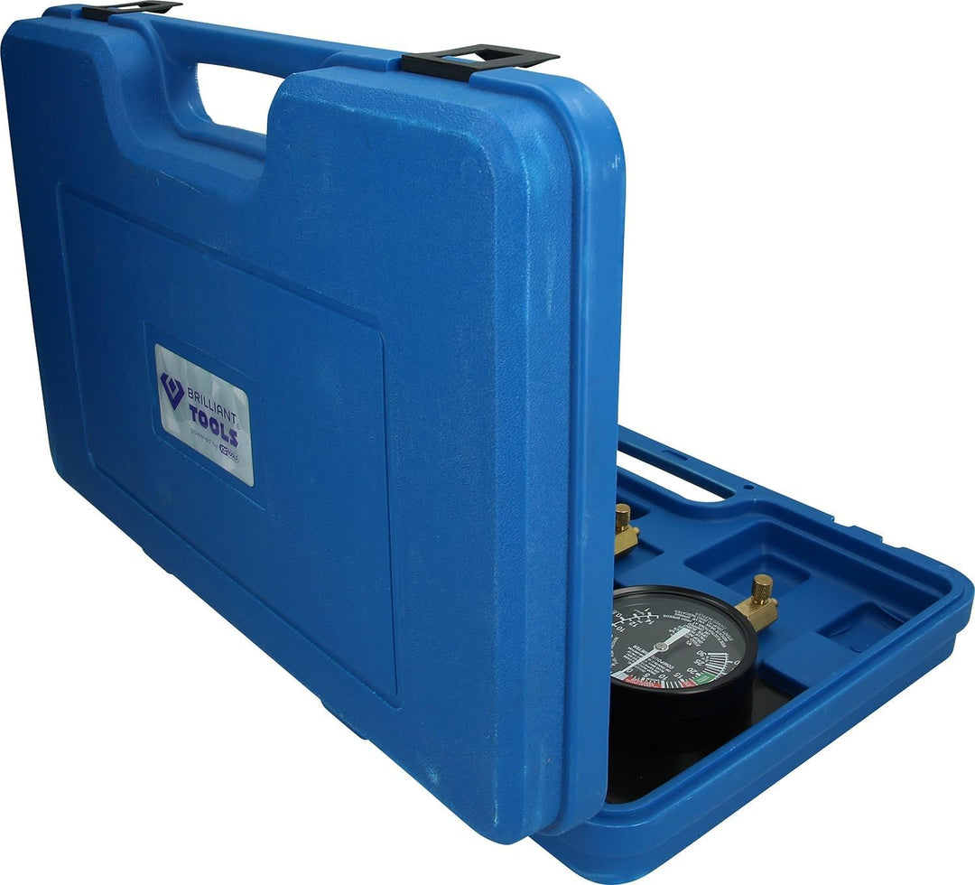 BRILLIANT TOOLS BT581200 Synchron-Vergaser-Testgerät | mit 4 Sync hronuhren | 26-tlg. [Powered by KS