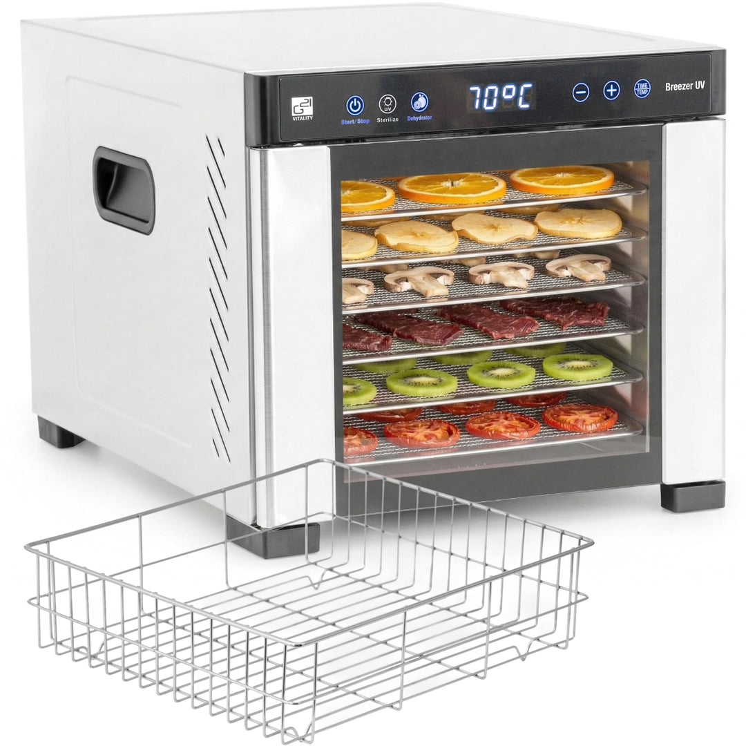 Dörrautomat/Obsttrockner G21 Breezer mit UV-Funktion, Edelstahl, 650 W, Zeitschaltuhr, 6 Trockenplat