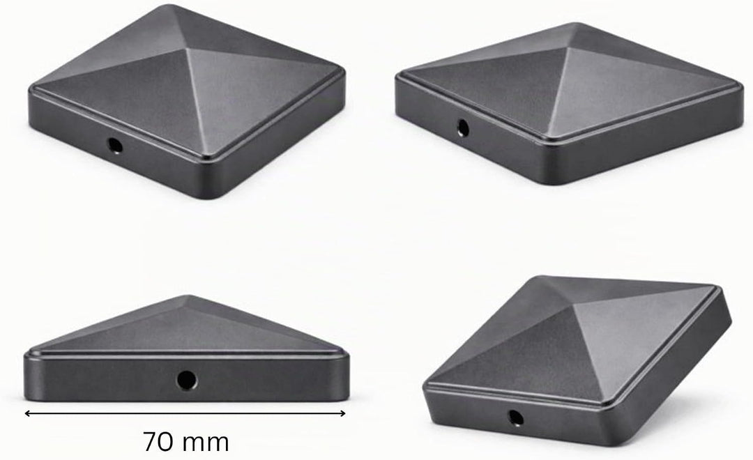 FeNau 10er Set Pfostenkappe 7x7 cm Anthrazit RAL 7016 - Holzzaun Pyramide inkl. 20 Schrauben Anthraz