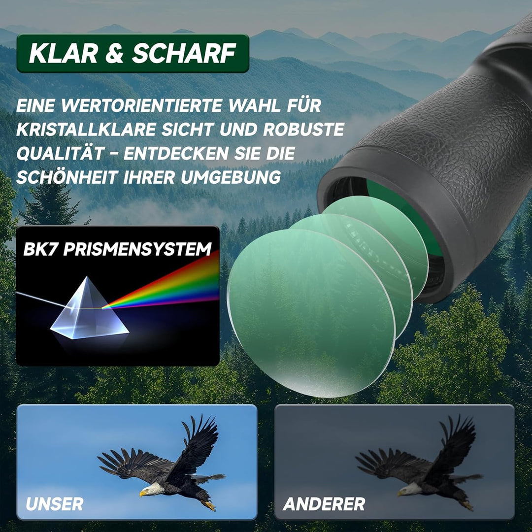 BOSTRON Kompaktes Fernglas 7x50 für Erwachsene, Stossfest HD Ferngläser mit PORRO-Prism,Profi Feldst