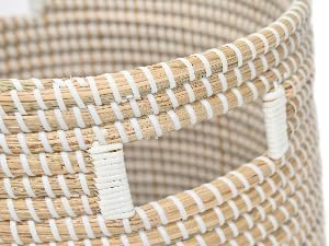 2 Set Wäschekorb mit Deckel und Innere Beutel | 86L+45L | Korb Geflochten aus Seegras | Handgefertig