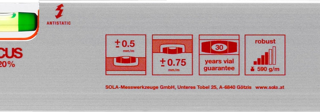 Sola 1010301 Alu-Wasserwaage "AZB 30" cm in rot 300 mm, 300 mm