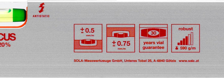 Sola 1010301 Alu-Wasserwaage "AZB 30" cm in rot 300 mm, 300 mm