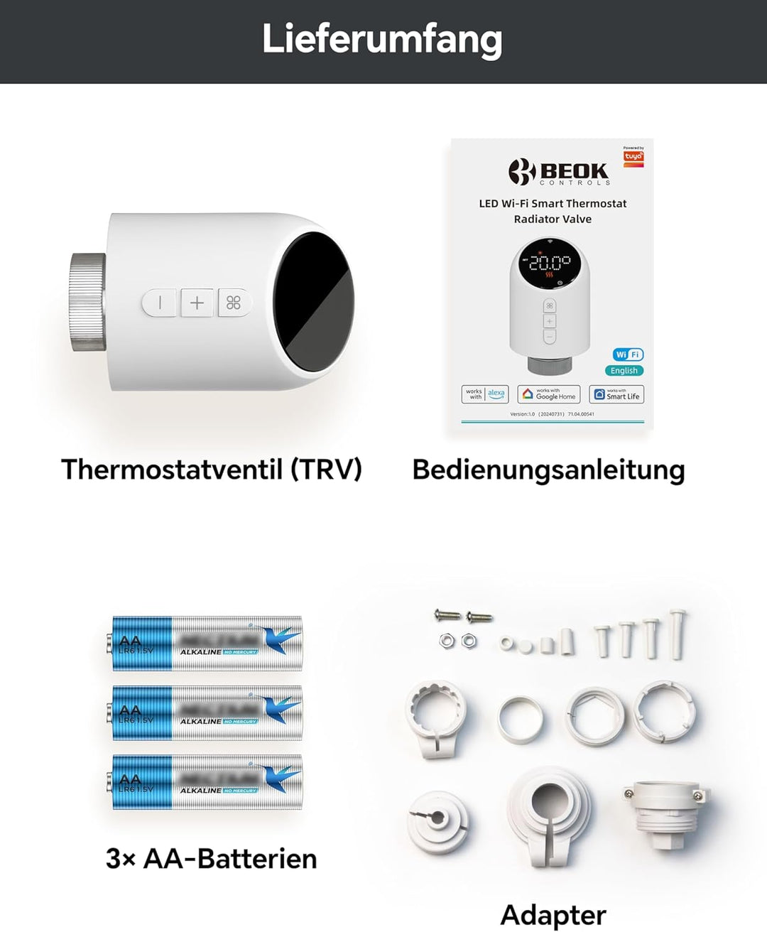 Heizkörperthermostat WLAN, Beok Thermostat Heizung Smart Thermostatkopf WiFi Heizungsthermostat Heiz