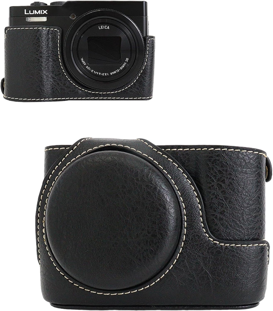 Rieibi TZ99 Kameratasche, PU Leder Kameratasche für Panasonic Lumix DC-TZ99 Digitalkamera, abnehmbar