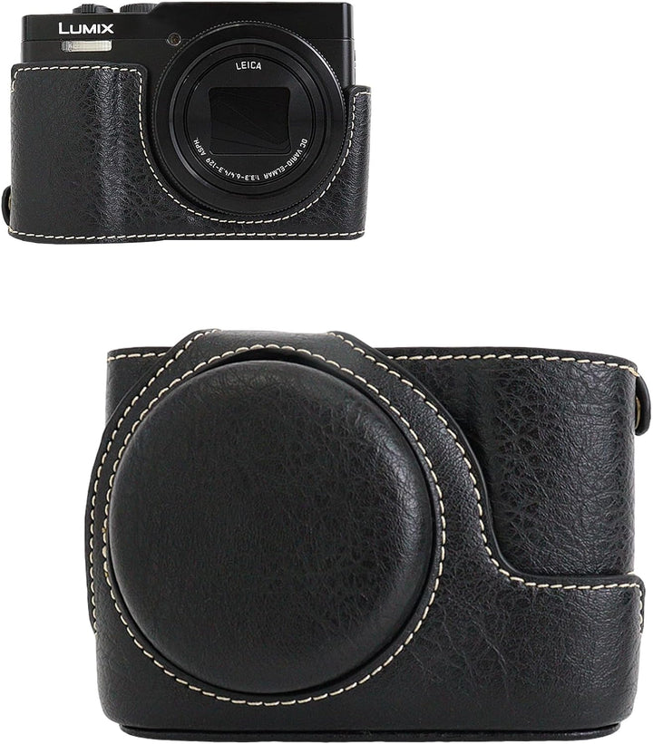 Rieibi TZ99 Kameratasche, PU Leder Kameratasche für Panasonic Lumix DC-TZ99 Digitalkamera, abnehmbar