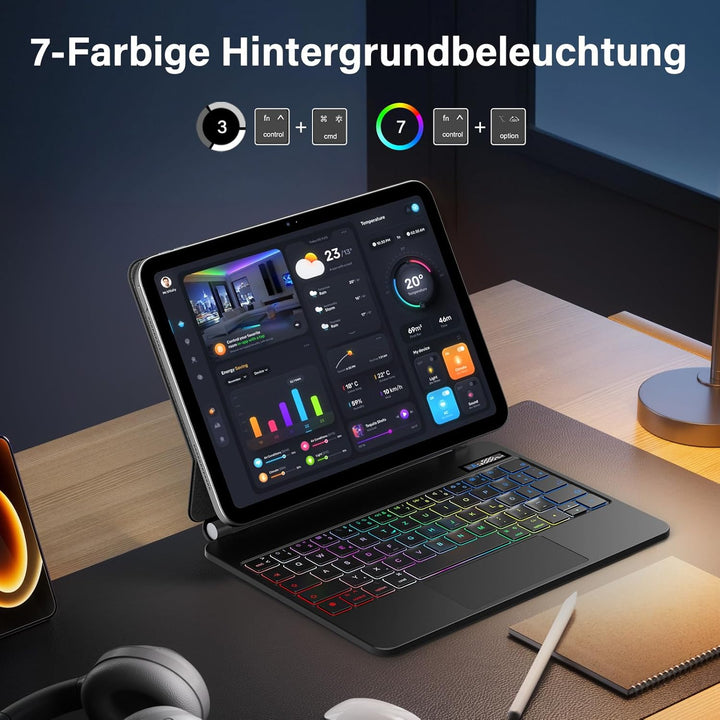 KBCASE Magnetische Tastatur Hülle für iPad A16 11/10 Generation (2025/2022, 11/10.9 Zoll) Magic Tast