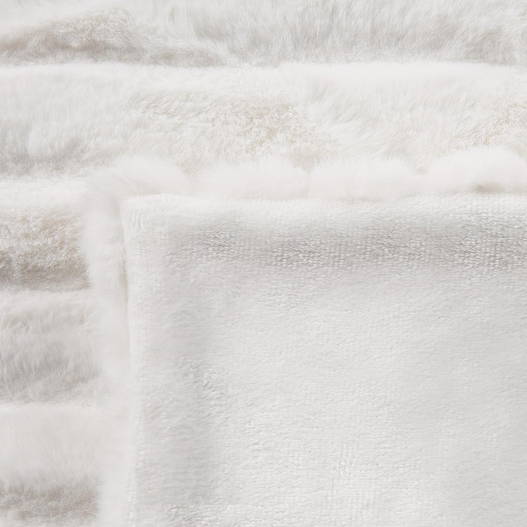 Klassische Kuscheldecke weiss Shaggy Acryl / Polyester Felloptik 150x200 cm Abteh