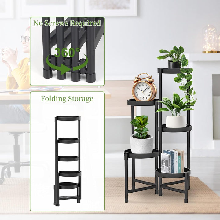lalago 5 Etagen Blumenständer, Pflanzenregal Blumenregal Indoor Outdoor, Ø25cm Pflanzenständer, Blum