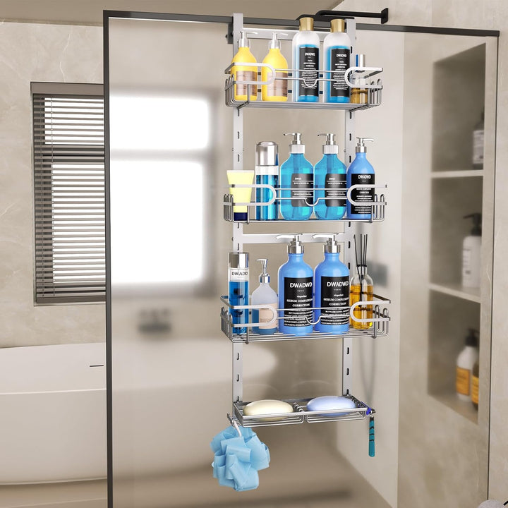 HapiRm Duschablage zum Hängen Hängeregal Dusche - Duschregal zum Hängen Einstellbar mit 4 Duschkorb,
