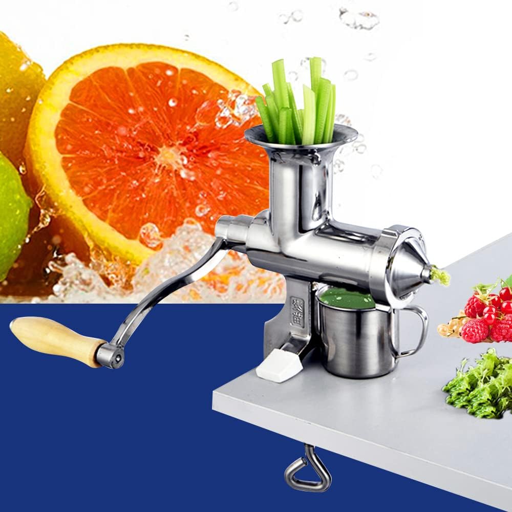 Weizengras Saftpresse Manuell Entsafter Obst Gemüse Handpresse mit Sieb und Reinigungsbürste, Tischk