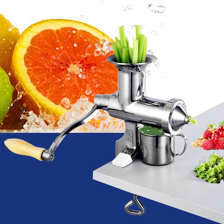 Weizengras Saftpresse Manuell Entsafter Obst Gemüse Handpresse mit Sieb und Reinigungsbürste, Tischk