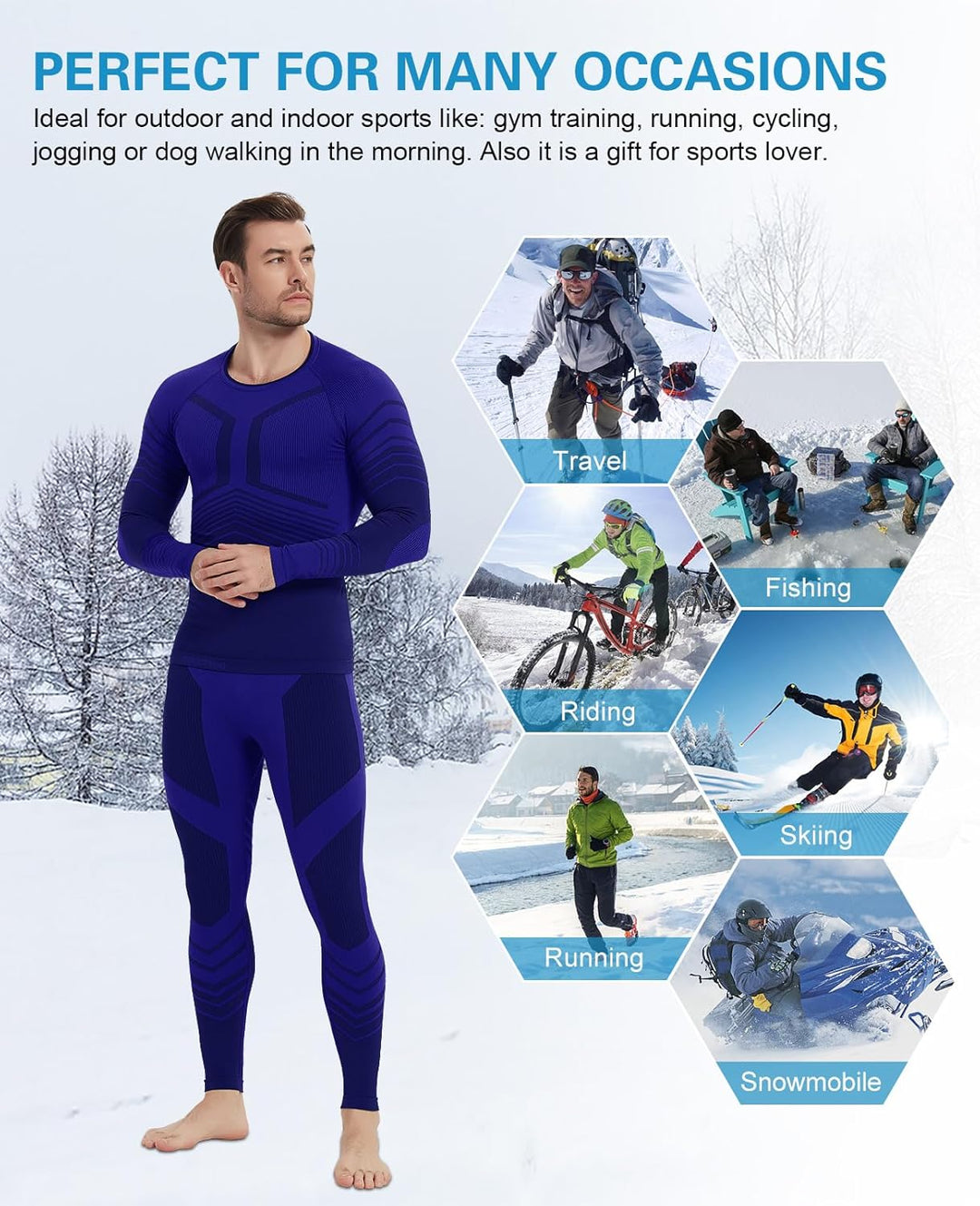 MEETWEE Thermounterwäsche Herren Atmungsaktiv Männer Thermo Funktionswäsche Winter Skiunterwäsche Un