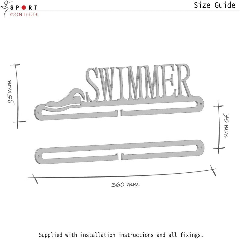 Qthrone Schwimmer Medaillenaufhänger - Schwimmen Medaillen Display Black - Swimming Medaillenhaken S