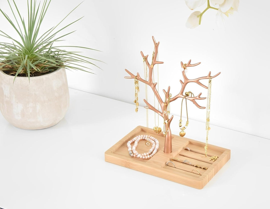 Schmuckbaum Weiss Gold, Schmuckhalter Weiss, Schmuckständer Schwarz, Schmuckaufbewahrung Rose Gold W