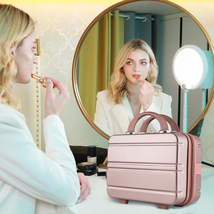 Balakaka Kosmetikkoffer Hartschale Damen, Handgepäck Kosmetikkoffer mit Gummiband und Reissverschlus