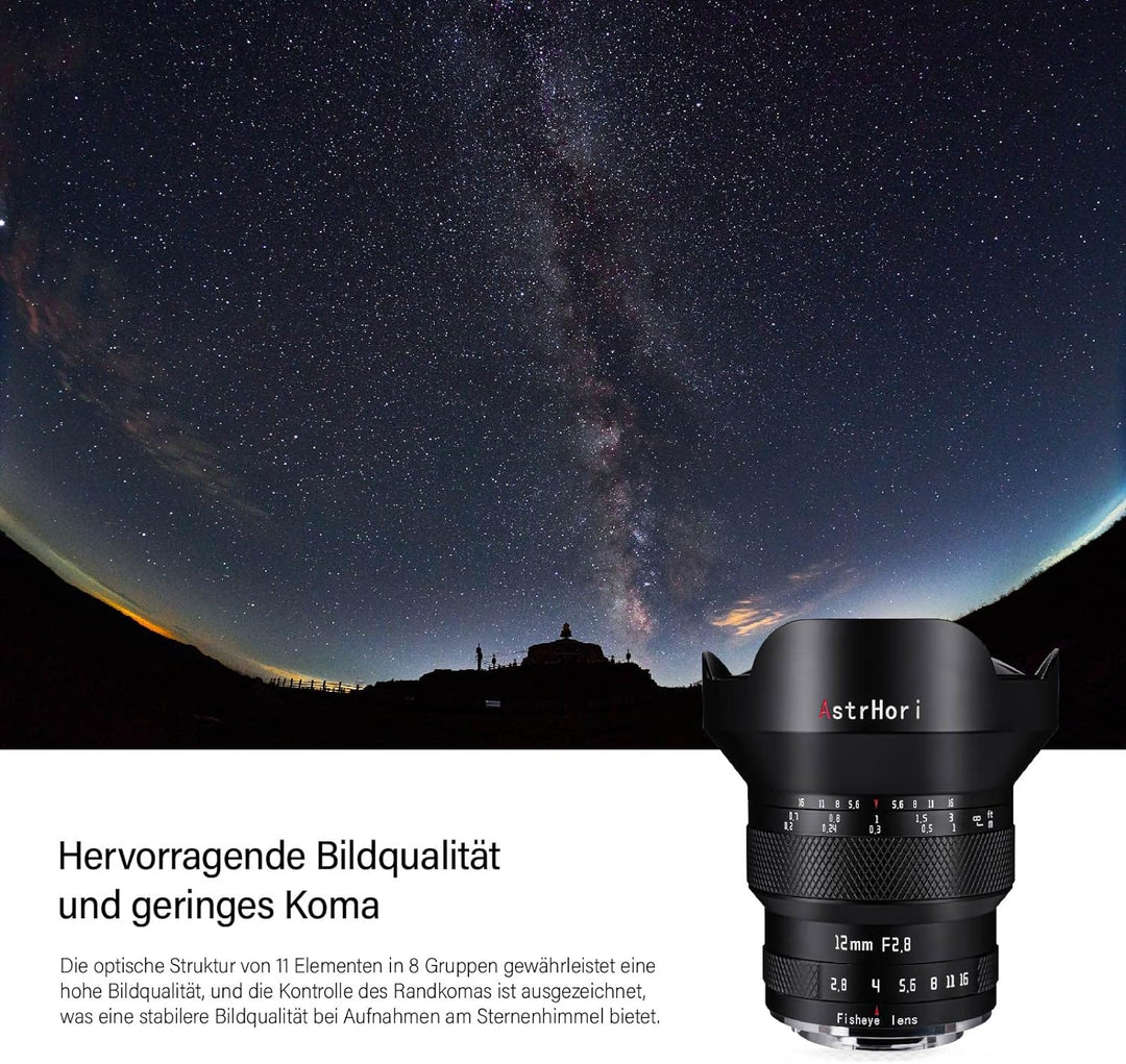 AstrHori 12 mm F2.8 Vollformat Manuelles Fisheye-Objektiv 185 ° Ultra-Weitwinkelobjektiv für Leica/P