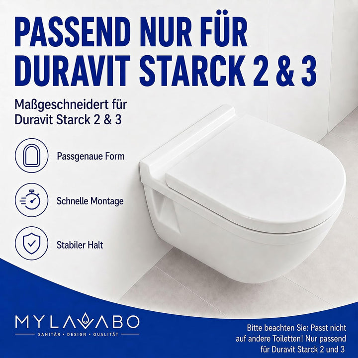 Toilettensitz mit Softclose passend für Duravit Starck 3, Starck 2 & Duravit ME – reparierbar, langl