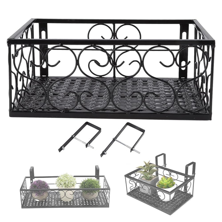 Blumentopfhalter Balkon 30 x 20 x 12 cm Rechteckigen Blumentöpfe zum Hängen Eisen Schwarzer Blumento