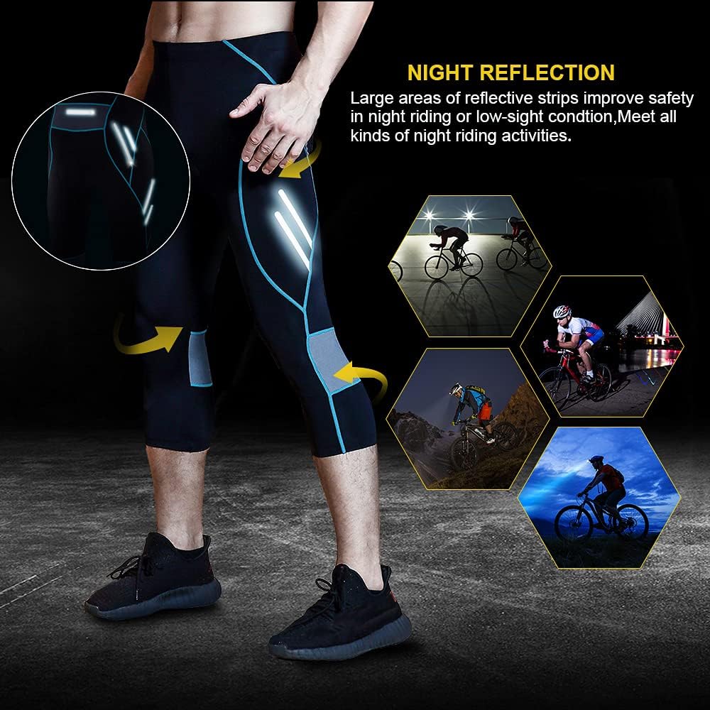MEETWEE Herren 3/4 Radhose Fahrradhose, Kompression Radlerhose Leggings Radsport Hose für Männer Ela