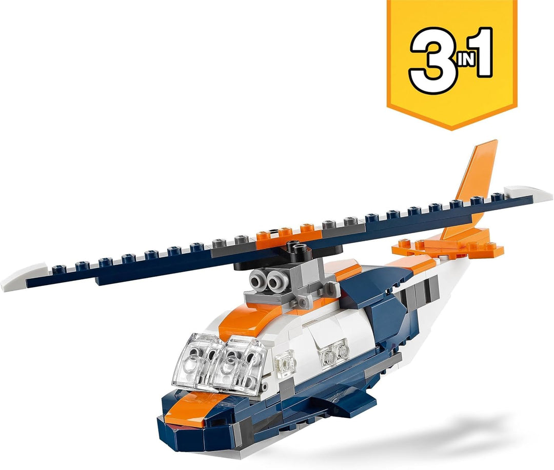 LEGO 31126 Creator 3-in-1 Überschalljet, Flugzeug, Hubschrauber und Boot, 3 Modelle zum Bauen, Spiel
