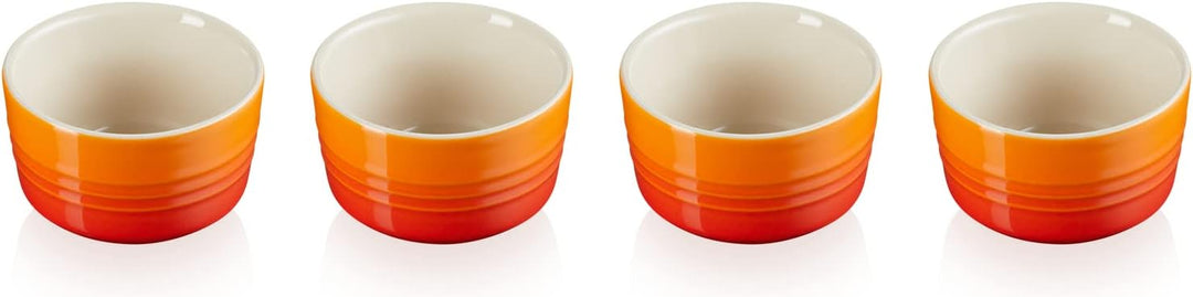 Le Creuset 4-er Set Mini Förmchen aus Steinzeug, je 100 ml, Ofenrot, 79109100900000 4er-Set Ofenrot,